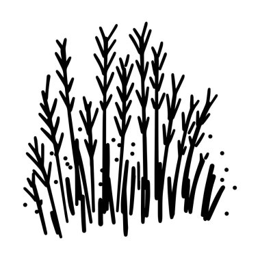 Çim simgesi çizimi, el çizimi, fırça stili tasarımı ve arkaplan ögesi