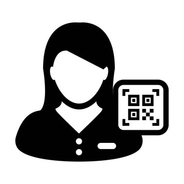 Vektör erkek kullanıcı profili sembolü içinde biyometrik kimlik için qr kodu olan dijital kimlik simgesi avatarı