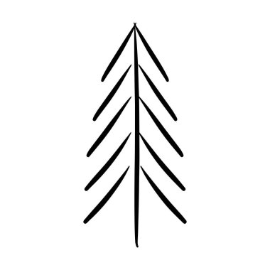 Noel ağacı simgesi, vektör el çizimi Xmas sembolünün web ve yazıcı materyallerinde karşılama ve davet kartları için çizimi