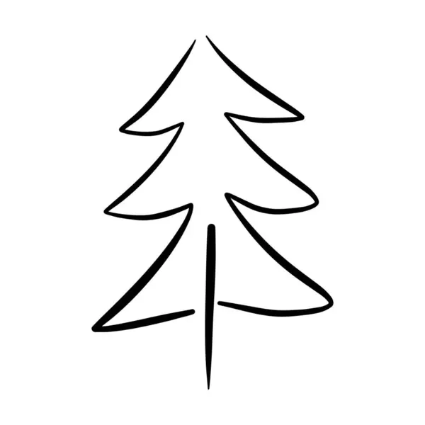 Χριστουγεννιάτικο Δέντρο Εικονίδιο Διανυσματικό Χέρι Σκιαγράφηση Περίγραμμα Του Συμβόλου Των — Διανυσματικό Αρχείο