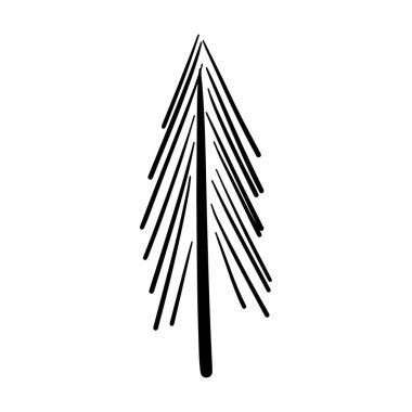 Noel ağacı simgesi, vektör el çizimi Xmas sembolünün web ve yazıcı materyallerinde karşılama ve davet kartları için çizimi