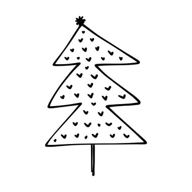 Noel ağacı simgesi, vektör el çizimi Xmas sembolünün web 'de karşılama ve davetiye kartları ve yazdırma materyalleri için çizimi