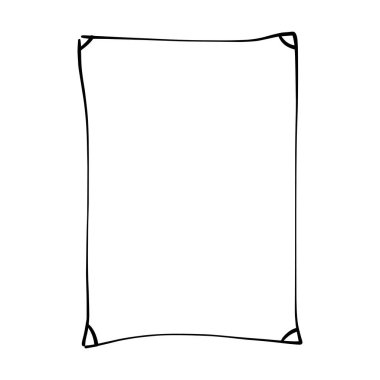 Vektör illüstrasyonunda tasarım için dekoratif klasik karalama ögesi için çerçeve kenarlığı çizilmiş dikdörtgen şekil simgesi