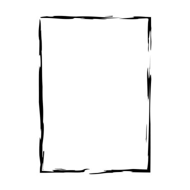 Vektör illüstrasyonunda basit pankart tasarımı için Grunge çerçeve şekli simgesi, dikey dikdörtgen dekoratif klasik sınır karalama ögesi