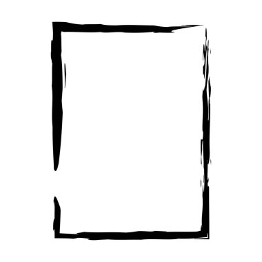 Vektör illüstrasyonunda basit pankart tasarımı için Grunge çerçeve şekli simgesi, dikey dikdörtgen dekoratif klasik sınır karalama ögesi