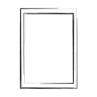 Grunge çerçeve şekli simgesi, dikey dikdörtgen dekoratif klasik sınır karalama ögesi vektör çiziminde basit pankart tasarımı için