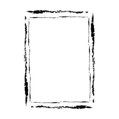 Grunge çerçeve kenar şekli simgesi, dikey dikdörtgen dekoratif karalama ögesi vektör illüstrasyonunda tasarım için