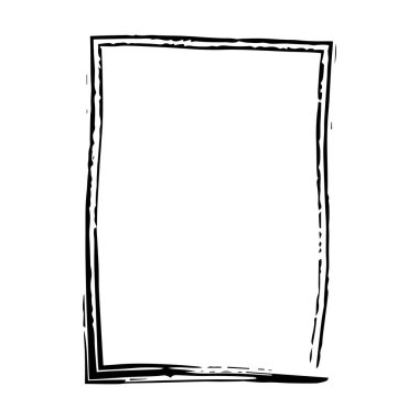Çizim kenarlığı, grunge şekli simgesi, dikey dikdörtgen dekoratif karalama ögesi vektör illüstrasyonunda tasarım için