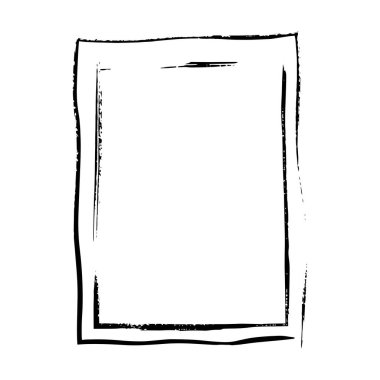 Çizim kenarlığı, grunge şekli simgesi, dikey dikdörtgen dekoratif karalama ögesi vektör illüstrasyonunda tasarım için