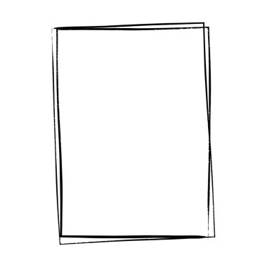 Çizim kenarlığı, grunge şekli simgesi, dikey dikdörtgen dekoratif karalama ögesi vektör illüstrasyonunda tasarım için