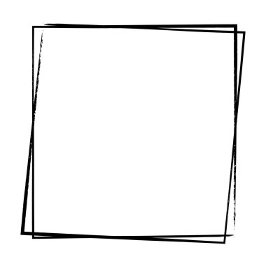 Çerçeve kenarı, kare grunge şekil simgesi, dikey dikdörtgen dekoratif karalama ögesi vektör illüstrasyonunda tasarım için