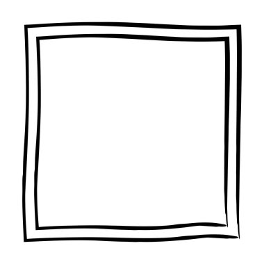 Çerçeve kenarı, kare grunge şekil simgesi, dikey dikdörtgen dekoratif karalama ögesi vektör illüstrasyonunda tasarım için
