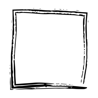 Çerçeve kenarı, kare grunge şekil simgesi, dikey dikdörtgen dekoratif karalama ögesi vektör illüstrasyonunda tasarım için