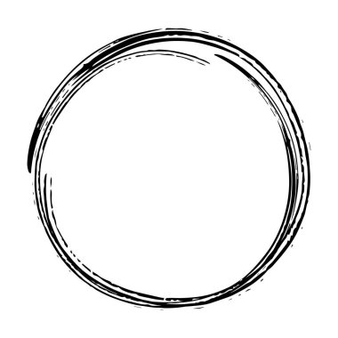 Çember çerçeve simgesi, grunge element sınır arkaplan şeması tasarım çizimi için dekoratif karalama şablonu