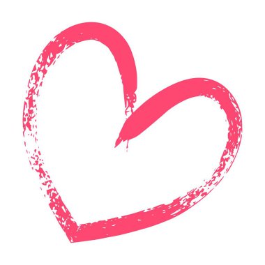 Kalp sembolü, el çizimi grunge dokusu romantik moda karalama sanatı için aşk simgesi