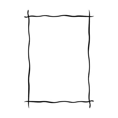 Vektör illüstrasyonunda tasarım için çerçeve kenarlığı grunge şekil simgesi, dikey, dikdörtgen dekoratif karalama ögesi