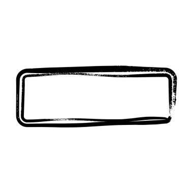 Çerçeve eğimli dikdörtgen uzun doku ögesi, ana hatlı grunge şekil simgesi, vektör illüstrasyonunda tasarım için dekoratif karalama