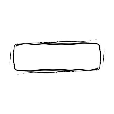 Çerçeve eğimli dikdörtgen uzun doku ögesi, ana hatlı grunge şekil simgesi, vektör illüstrasyonunda tasarım için dekoratif karalama