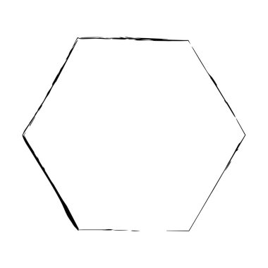 Vektör illüstrasyonunda tasarım için dekoratif klasik karalama için altıgen grunge doku çerçeve çerçeve şekil simgesi