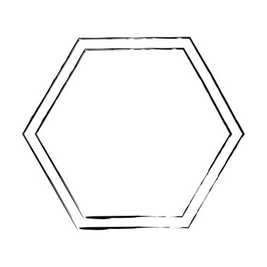 Vektör illüstrasyonunda tasarım için dekoratif klasik karalama için altıgen grunge doku çerçeve çerçeve şekil simgesi