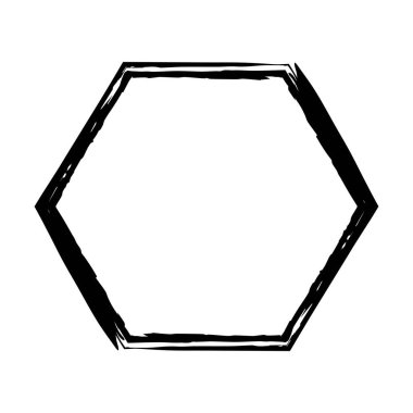 Vektör illüstrasyonunda tasarım için dekoratif klasik karalama için altıgen grunge doku çerçeve çerçeve şekil simgesi