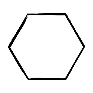 Vektör illüstrasyonunda tasarım için dekoratif klasik karalama için altıgen grunge doku çerçeve çerçeve şekil simgesi