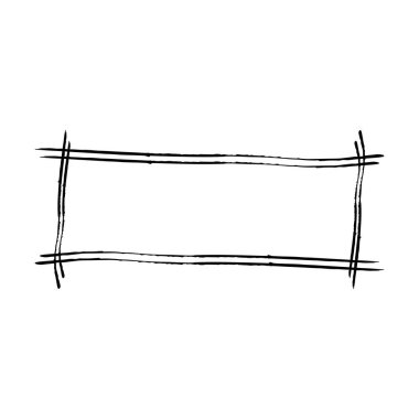 Çerçeve dikdörtgen uzun doku ögesi, ana sınır grunge şekil simgesi, vektör illüstrasyonunda tasarım için dekoratif karalama