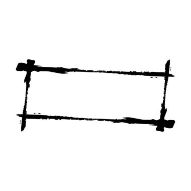 Çerçeve dikdörtgen uzun doku ögesi, ana sınır grunge şekil simgesi, vektör illüstrasyonunda tasarım için dekoratif karalama