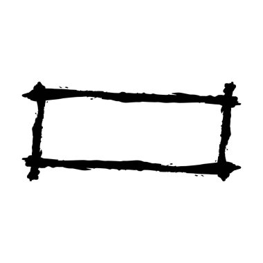 Çerçeve dikdörtgen uzun doku ögesi, ana sınır grunge şekil simgesi, vektör illüstrasyonunda tasarım için dekoratif karalama