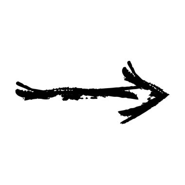 Grafik tasarımı için ok sembolü simgesi, grunge doku yön sembolünün vektör ögesi çizimi