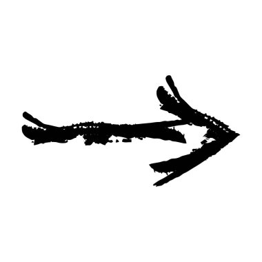 Grafik tasarımı için ok sembolü simgesi, grunge doku yön sembolünün vektör ögesi çizimi