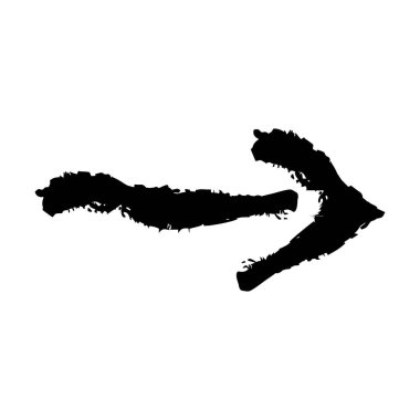 Grafik tasarımı için ok sembolü simgesi, grunge doku yön sembolünün vektör ögesi çizimi