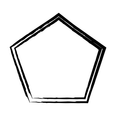 Pentagon grunge doku unsuru çerçeve çerçeve şekil ikonu vektör illüstrasyonunda tasarım için dekoratif klasik karalama için
