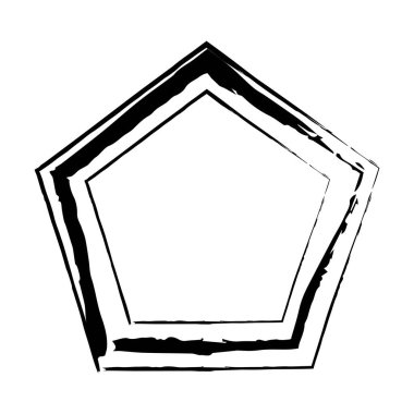 Pentagon grunge doku unsuru çerçeve çerçeve şekil ikonu vektör illüstrasyonunda tasarım için dekoratif klasik karalama için