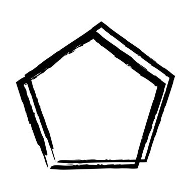 Pentagon grunge doku unsuru çerçeve çerçeve şekil ikonu vektör illüstrasyonunda tasarım için dekoratif klasik karalama için