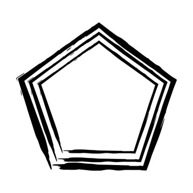 Pentagon grunge doku unsuru çerçeve çerçeve şekil ikonu vektör illüstrasyonunda tasarım için dekoratif klasik karalama için