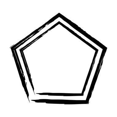 Pentagon grunge doku unsuru çerçeve çerçeve şekil ikonu vektör illüstrasyonunda tasarım için dekoratif klasik karalama için