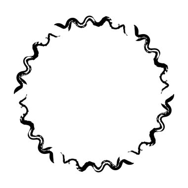 Vektör illüstrasyonundaki dekorasyon süsü için soyut daire yuvarlak grunge kenar çerçeve halkası