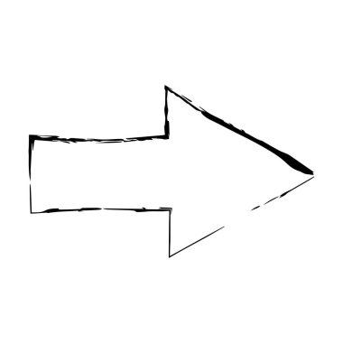 Grafik tasarımı için ok sembolü simgesi, grunge doku vektör yön sembolü gösterimi