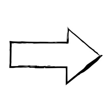 Grafik tasarımı için ok sembolü simgesi, grunge doku vektör yön sembolü gösterimi