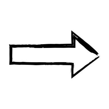 Grafik tasarımı için ok sembolü simgesi, grunge doku vektör yön sembolü gösterimi