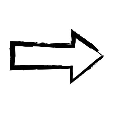 Grafik tasarımı için ok sembolü simgesi, grunge doku vektör yön sembolü gösterimi