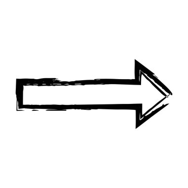 Grafik tasarımı için ok sembolü simgesi, grunge doku vektör yön sembolü gösterimi