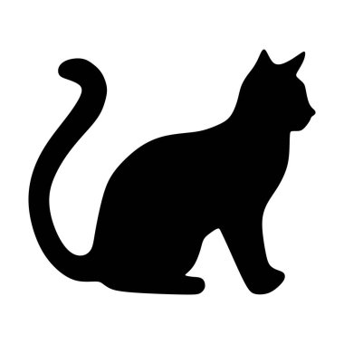 Kedi silueti simgesi, vektör siyah kedi minimumu şekilli kedi klipsi resim çizimi