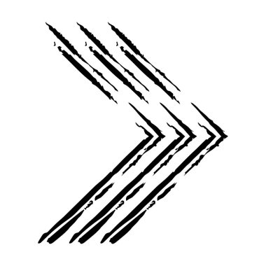 Grafik tasarımı için ok sembolü simgesi, grunge doku vektör yön sembolü gösterimi