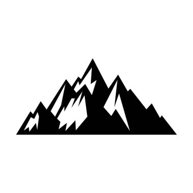 Dağ ikonu silueti, kaya tepelerinin tasarım elementinin sembolü.