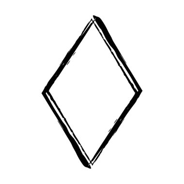 Eşkenar dörtgen doku ögesini çerçevele, ana sınır grunge şekil simgesi, vektör illüstrasyonunda tasarım için dekoratif karalama