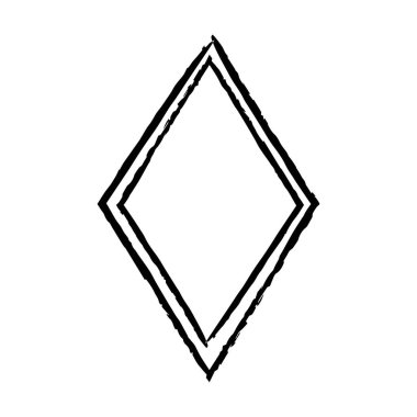 Eşkenar dörtgen doku ögesini çerçevele, ana sınır grunge şekil simgesi, vektör illüstrasyonunda tasarım için dekoratif karalama