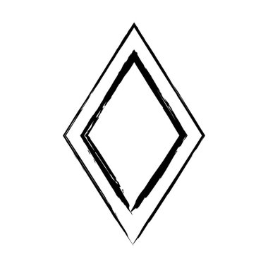 Eşkenar dörtgen doku ögesini çerçevele, ana sınır grunge şekil simgesi, vektör illüstrasyonunda tasarım için dekoratif karalama