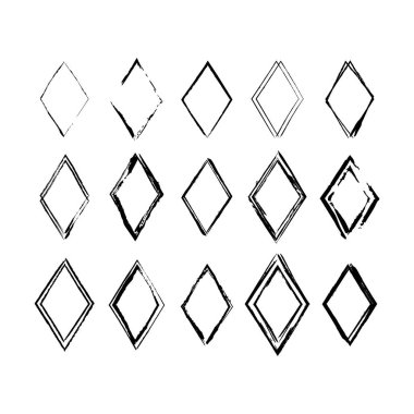 Eşkenar dörtgen doku ögesini çerçevele, ana sınır grunge şekil simgesi, vektör illüstrasyonunda tasarım için dekoratif karalama